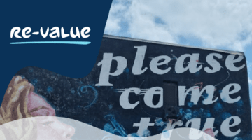 a screenshot with the report title and a big wall mural in the back