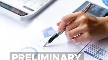 A visual with a hand holding a calculator and a pen with the text Preliminary Market Consultations written on it. 
