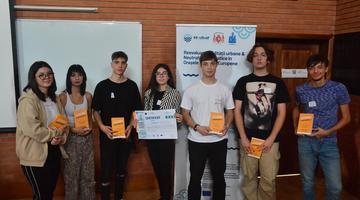 A group of students with awards