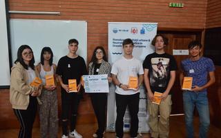 A group of students with awards